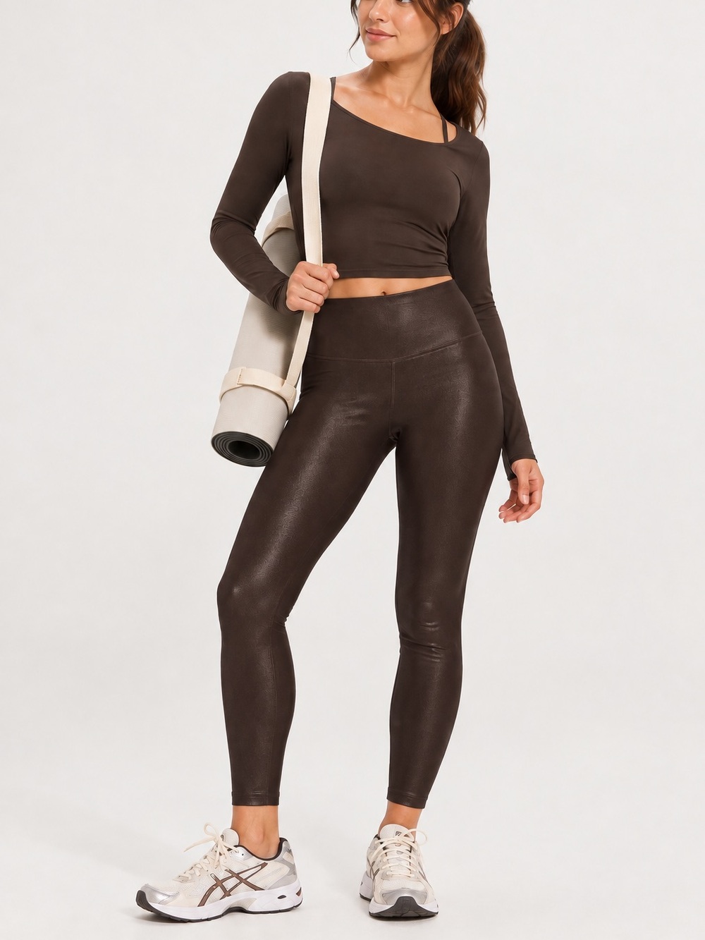 Athleta Elation Matte Foil Shine 7/8 Leggings Truffle L